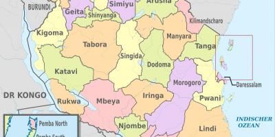 Танзани газрын зураг бүхий шинэ бүс